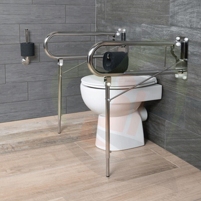 Opklapbare toiletbeugel 60 cm staal wit