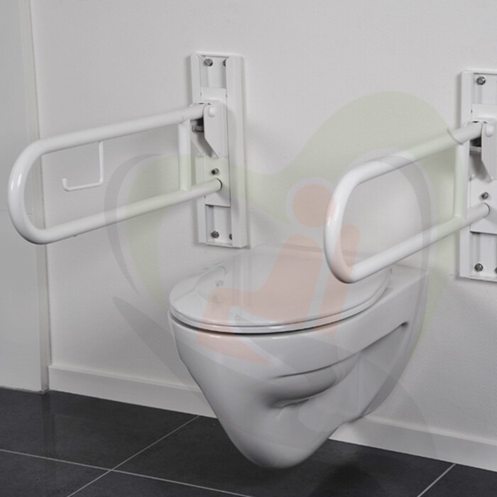 Opklapbare toiletbeugel 65 cm staal wit