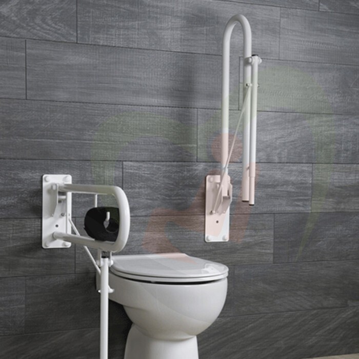 Opklapbare toiletbeugel 65 cm staal wit