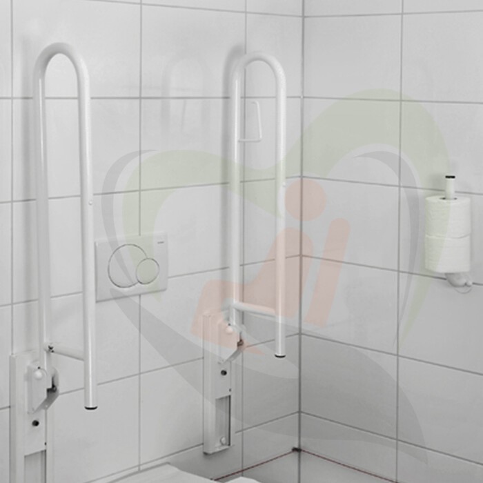 Opklapbare toiletbeugel 85 cm staal wit