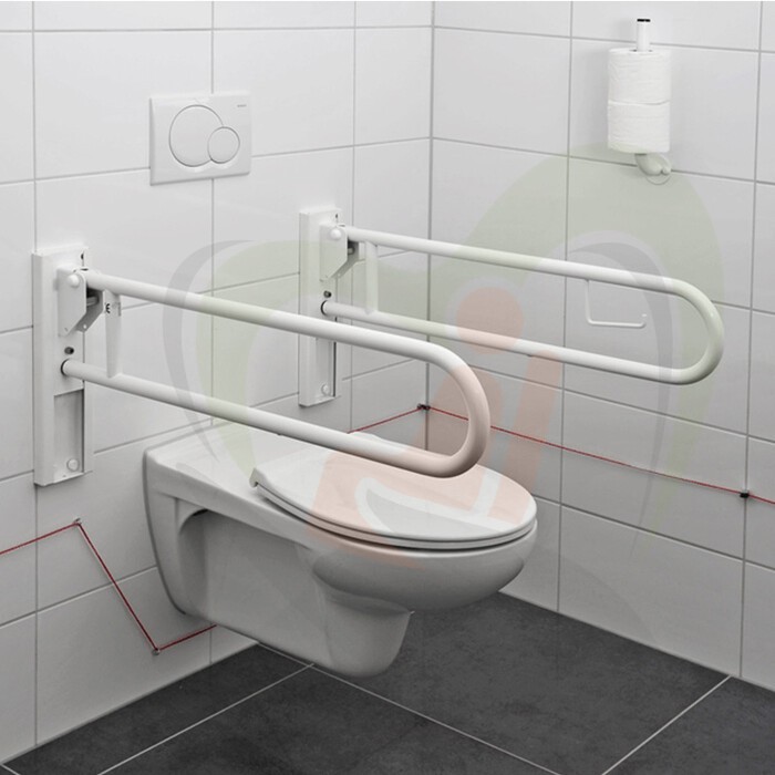 Opklapbare toiletbeugel 85 cm staal wit