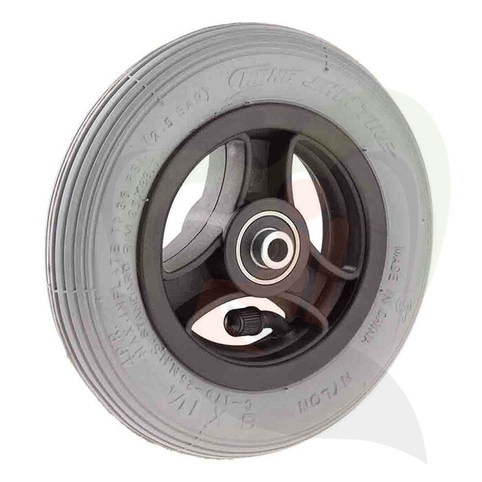 Rolstoel voorwiel met luchtband 6 inch (150x30 mm) 3-spaaks lijnprofiel grijs - montagebreedte 36 mm