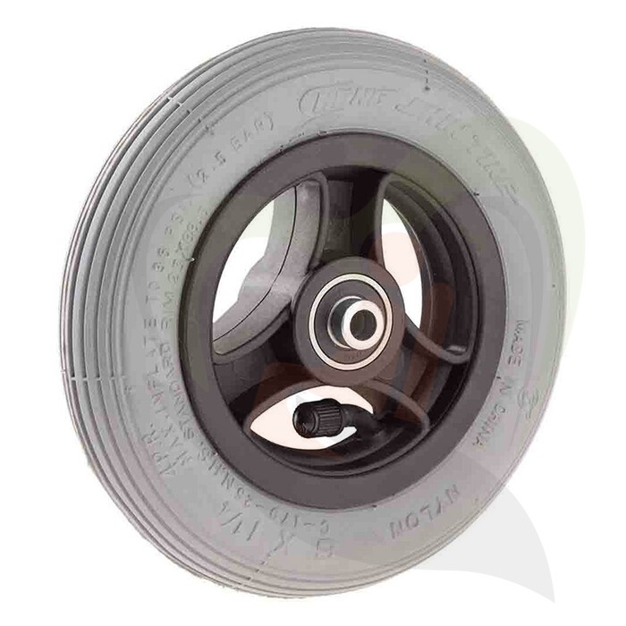 Rolstoel voorwiel met luchtband 6 inch (150x30 mm) 3-spaaks lijnprofiel grijs - montagebreedte 46 mm