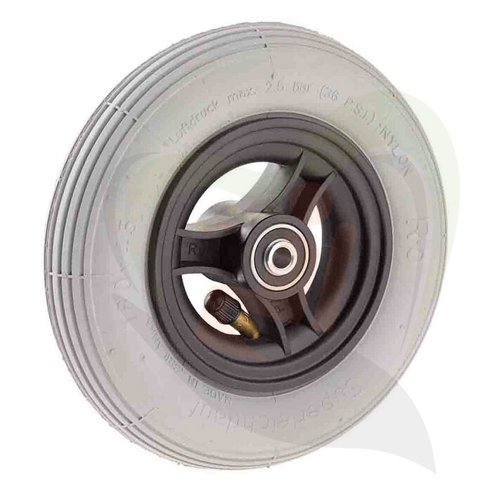 Rolstoel voorwiel met luchtband 7 inch (180x45 mm) 3-spaaks lijnprofiel grijs - montagebreedte 60 mm