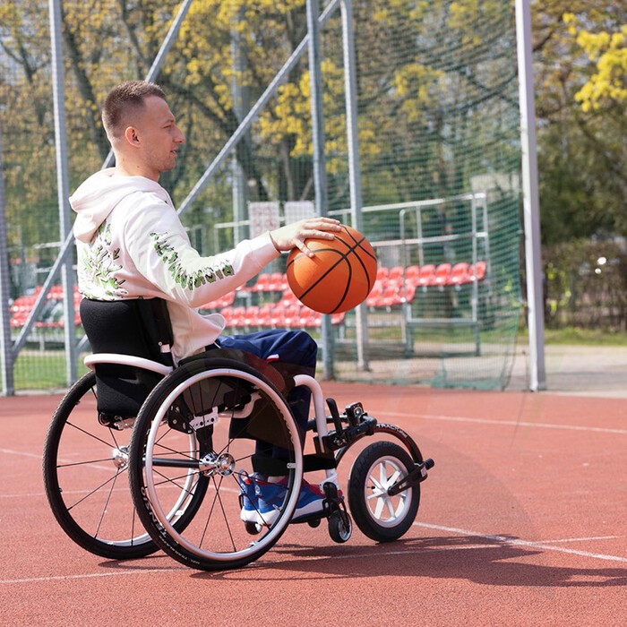 Trackwheel Single Arm voorzetwiel voor actieve rolstoel - lichtgewicht CARBON uitvoering