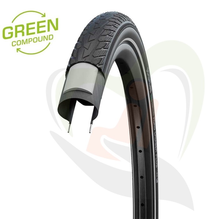 Rolstoel anti-lek buitenband Schwalbe 26 inch - 26x1.75 (47-559) zwart - brede band met reflectie