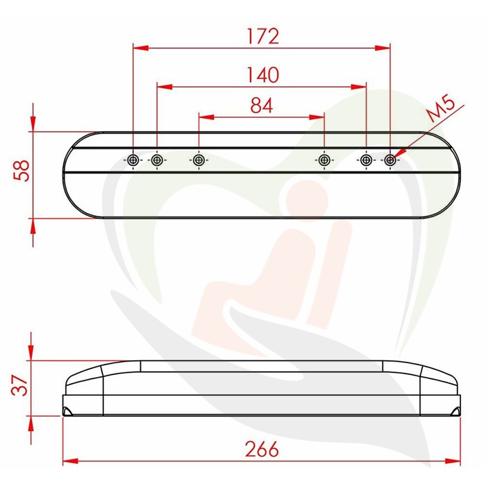 Armlegger 260 mm E=84/140/172 mm type 2