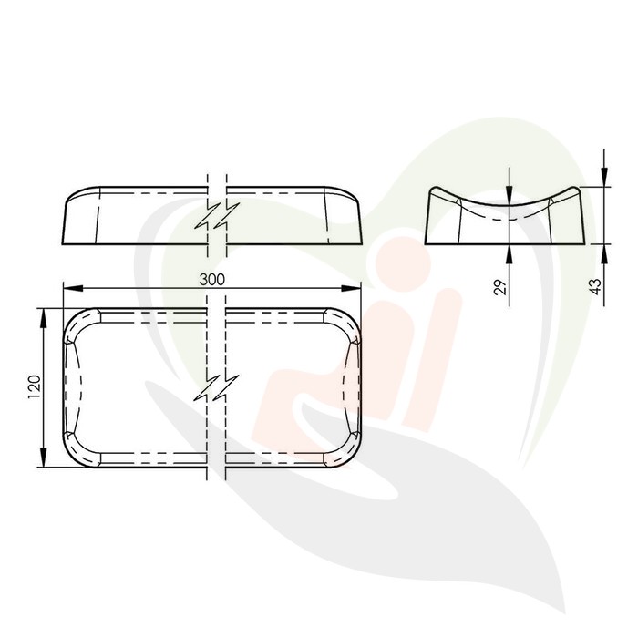 Armschaal 300x120x43/29 mm 