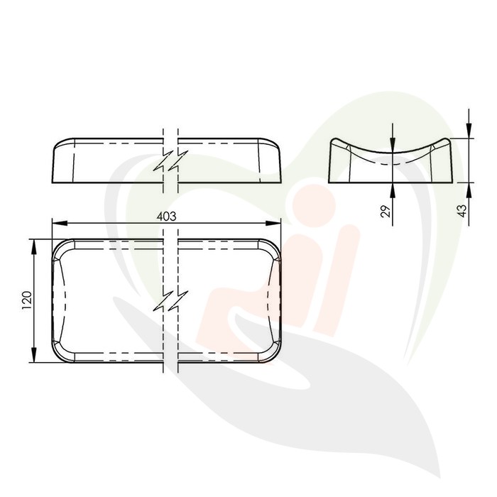 Armschaal 403x120x43/29 mm 