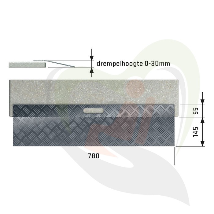 Deluxe Drempelhulp - Type 1 - 200 x 780 mm - hoogte toepasbaar 0-30 mm