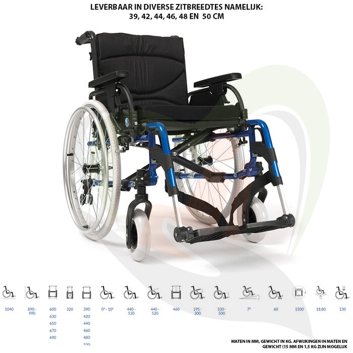 Rolstoel Vermeiren V300DL - Lichtgewicht en compact inklapbaar - volledig instelbaar