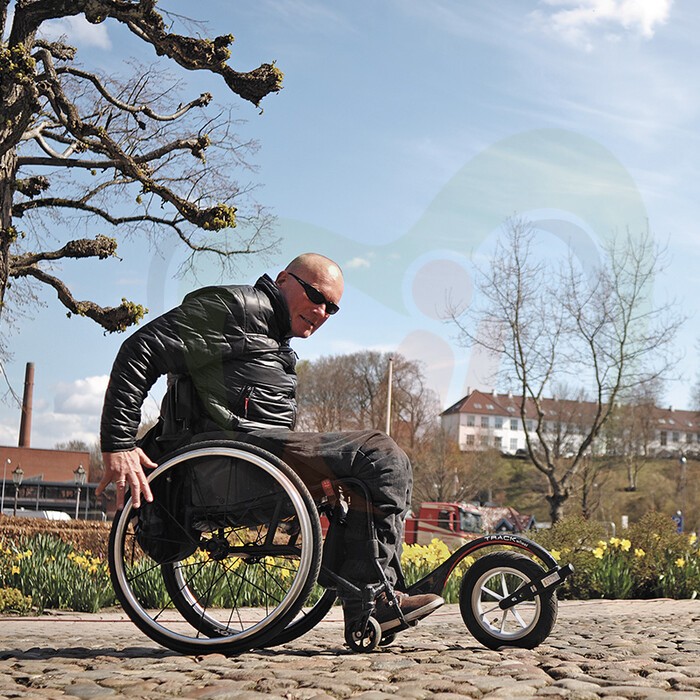 Trackwheel Single Arm voorzetwiel voor actieve rolstoel - lichtgewicht CARBON uitvoering