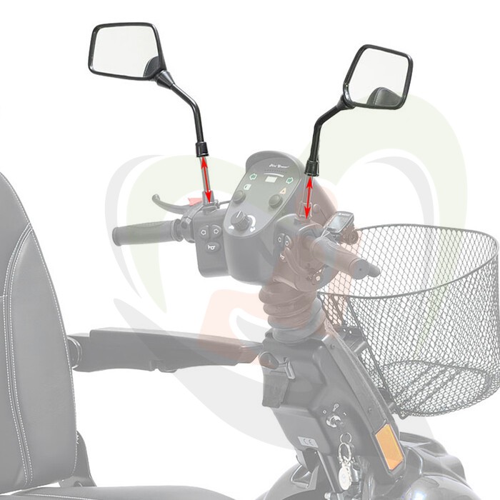 Spiegel verlenger/verhoger - 10 cm - voor Mini Crosser scootmobiel (per stuk, zonder spiegel)