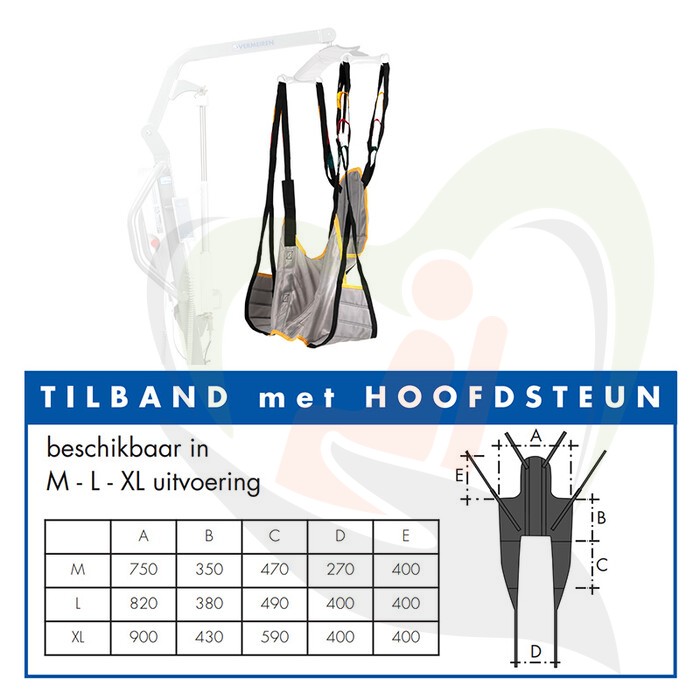 Tilmat /draagband met lussen voor passieve tilliften - diverse uitvoeringen