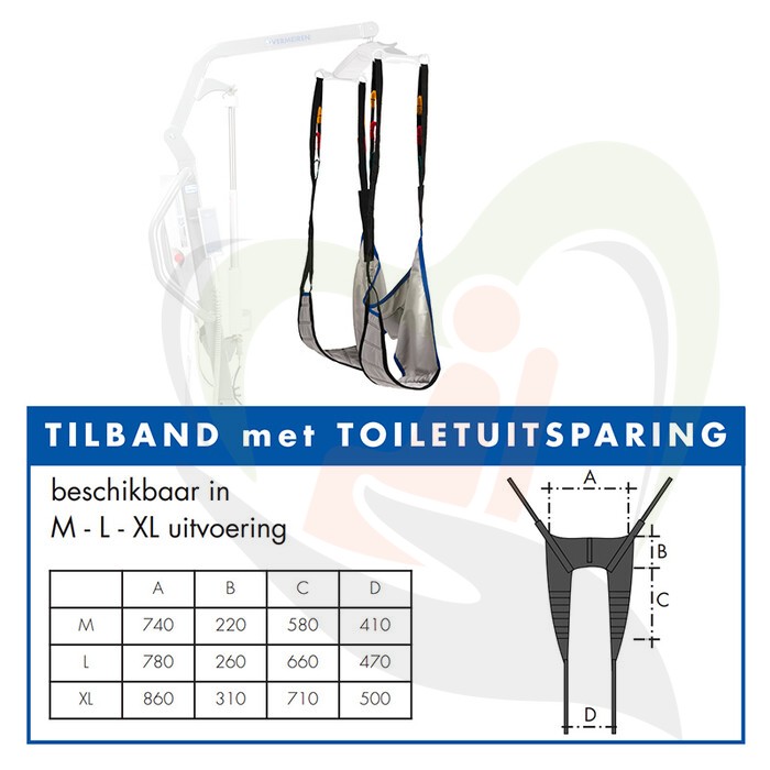 Tilmat /draagband met lussen voor passieve tilliften - diverse uitvoeringen