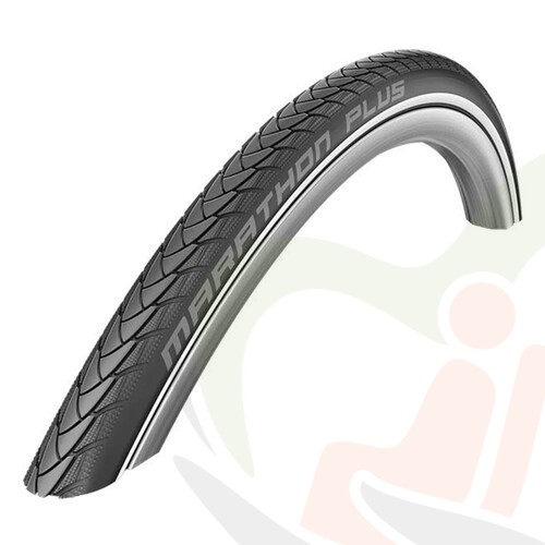 Rolstoel buitenband Schwalbe Marathon Plus 24 inch - 24x1 (25-540) zwart - 6-10 bar met reflectie