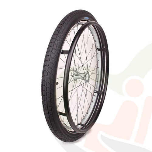 Rolstoelwiel 24 met hoepel en offroad luchtband (24x2.15) zwart - asdikte 12 mm