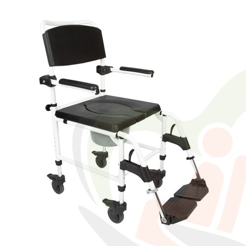 Kakadu douche-toiletstoel met 4 geremde wielen - zitbreedte 45 cm