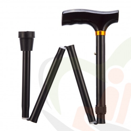 Opvouwbare wandelstok - zwart 84 - 94 cm