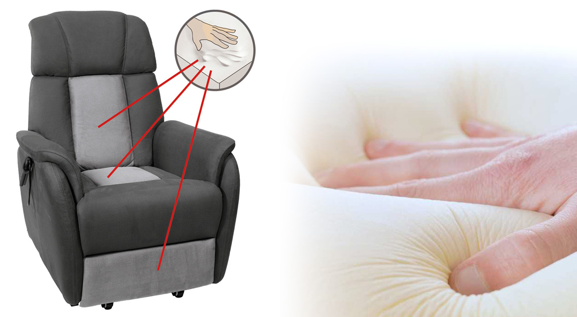 Extra zitcomfort door gebruik van traagschuim - Sta-op stoel en relaxfauteuil Rome