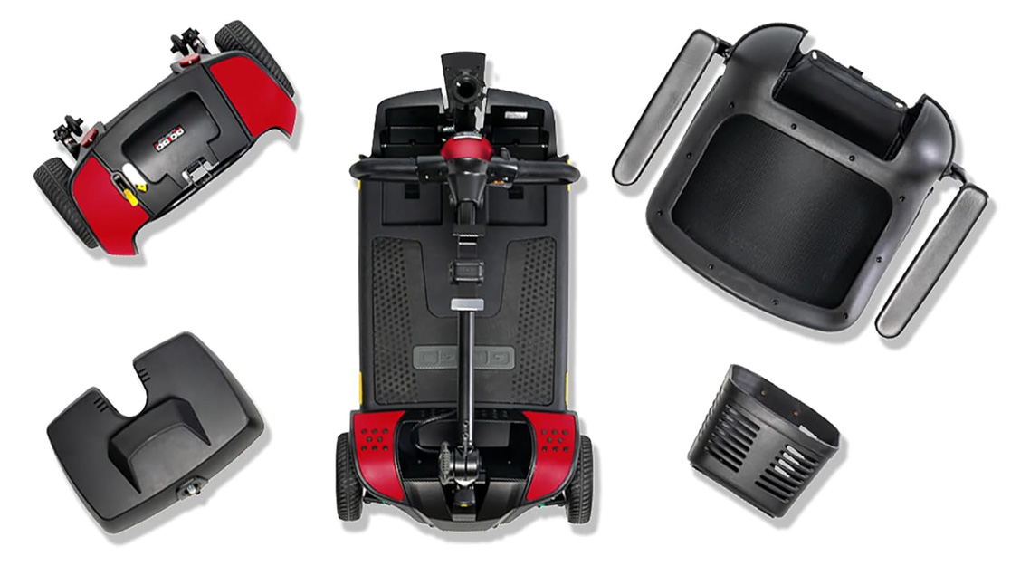 Eenvoudige demontage - Opvouwbare scootmobiel - Pride GoGo Elite Traveller 2 4-wiel