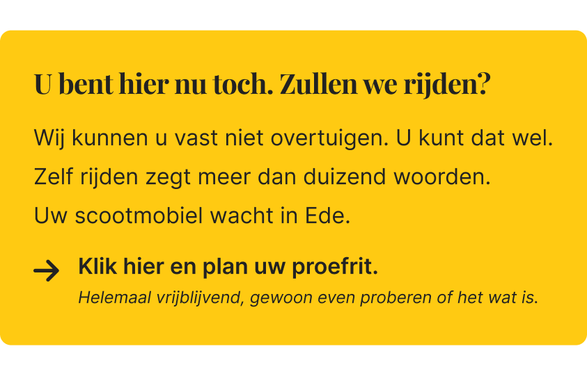 Scootmobiel gratis proberen in Ede