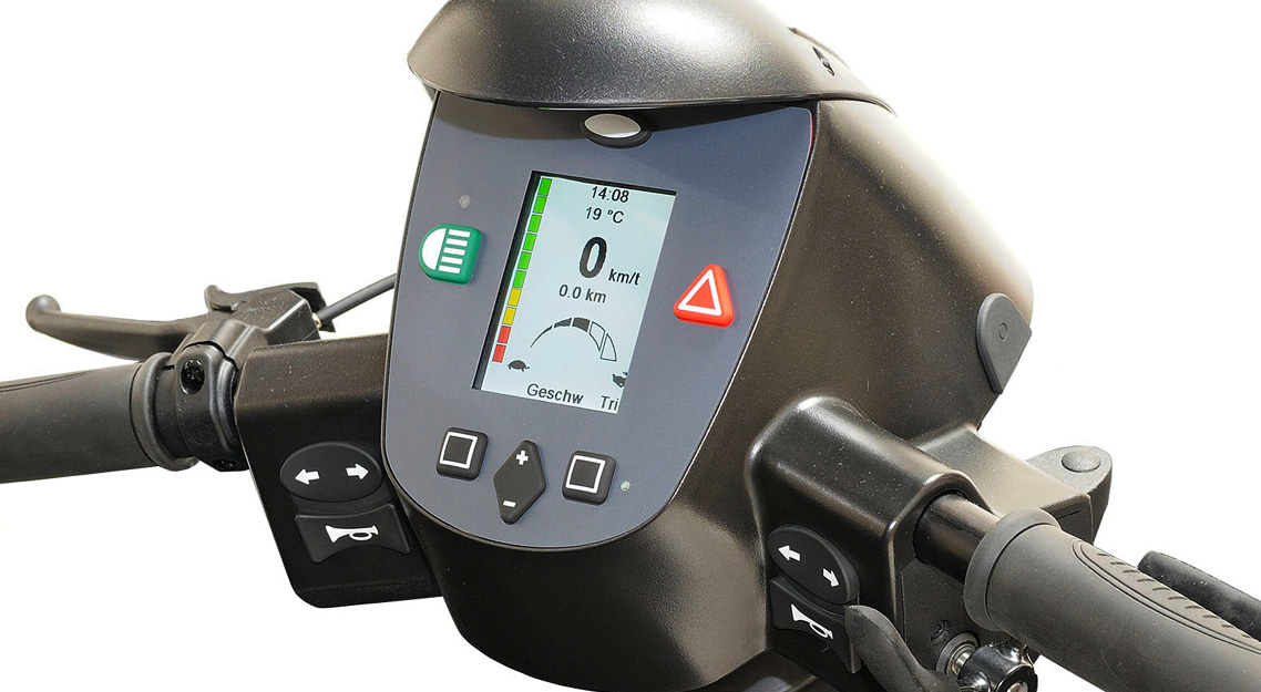 Eenvoudig en overzichtelijke bediening - Scootmobiel Mini Crosser X2 3-wiel - Lithium Powered