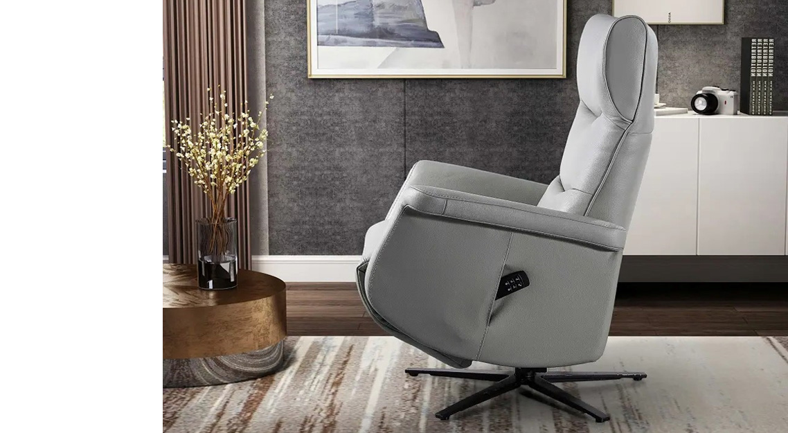Luxe lederen sta-op stoel met draaipoot - Sta-op stoel en relaxfauteuil Milaan met draaipoot
