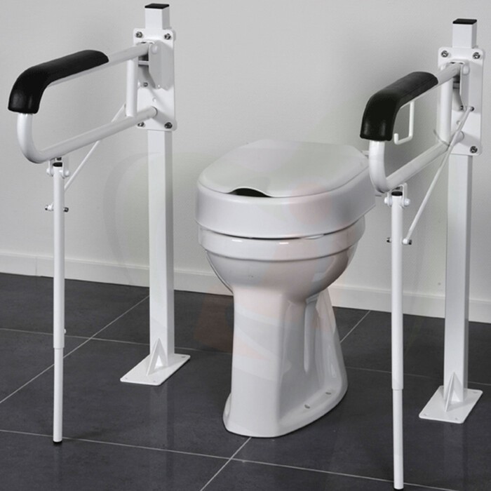 Steunpoot voor opklapbare toiletbeugels v.a. 60 cm staal wit